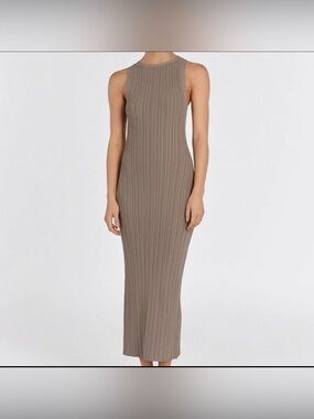 DISSH Taupe Ribbed Midi Dress